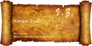 Varga Zoé névjegykártya